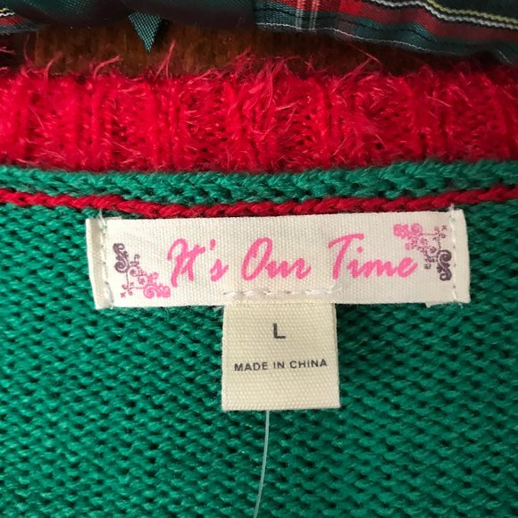 It's Our Time Green and Red Reindeer Sweater - Picture 6 of 10